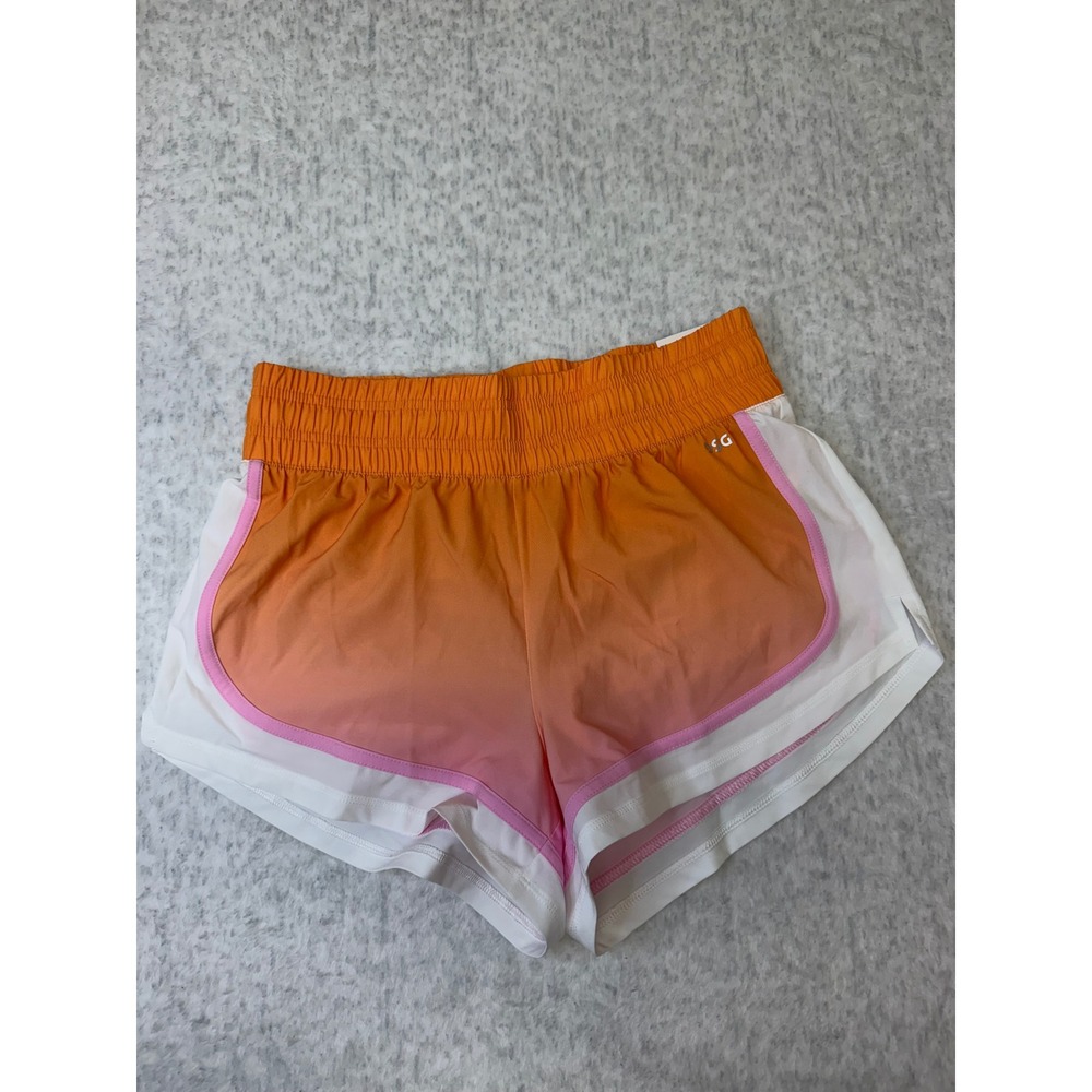 DSG Womens Stride High Rise Shorts Pink Orange Ombre White Small NWT.